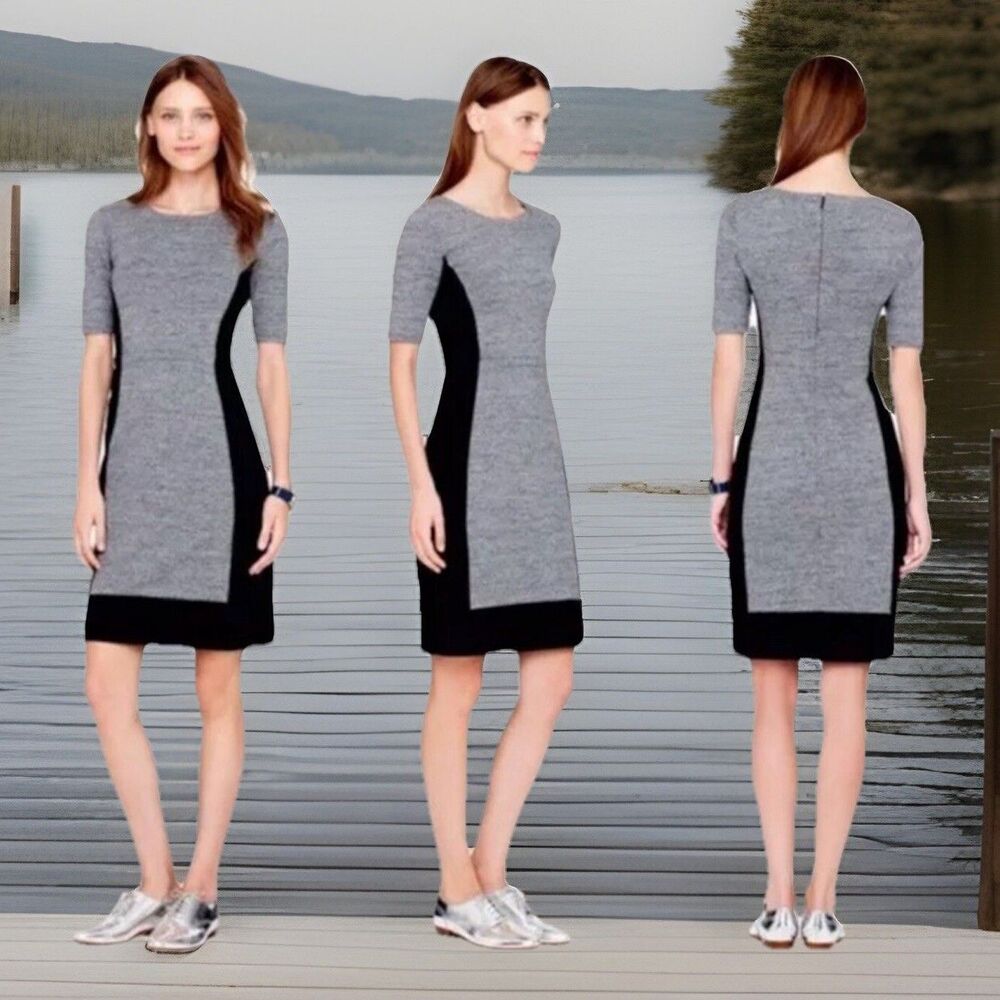 Chic J.Crew Factory Colorblock Ponte Dress Womens 2 Black Gray